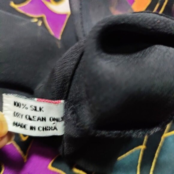 CCC Silk Floral Vintage Black Sheer Wrap S-L - Picture 7 of 11